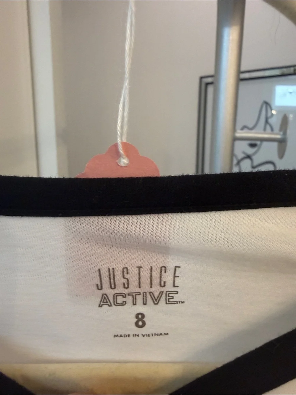 Justice Black & White Gymnast Graphic Raglan Long Sleeve Top